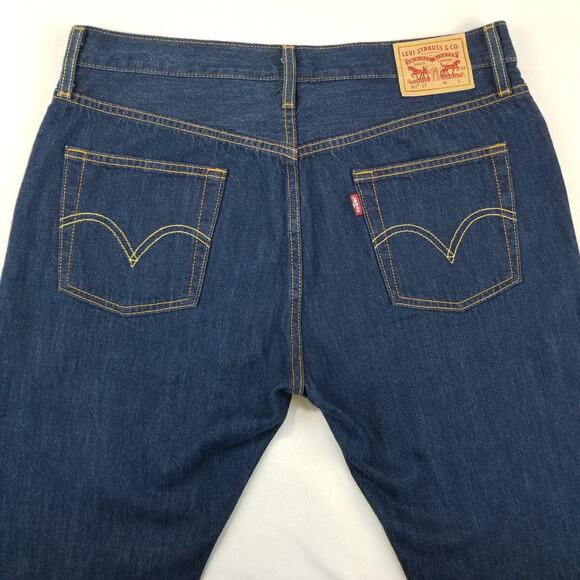 Levis 501 Jeans Mens 29x30 Blue Button Fly Straight Leg Denim Classic Pants - Picture 3 of 12